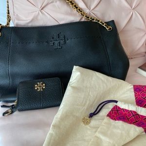 Tory Burch handbag and wallet all in black
